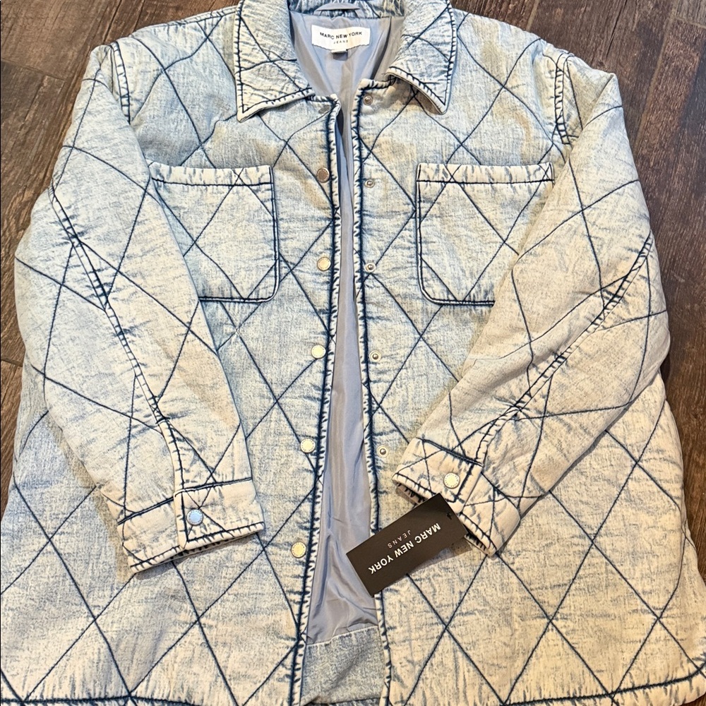 Marc New York Blue Quilted Jean Jacket Relaxed Fit